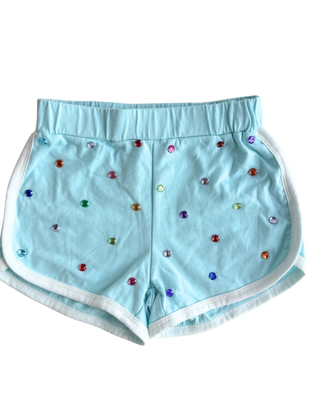 Lola + The Boys Girls Rhinestone Shorts Blue Rainbow Gem Lounge Shorts Size 4